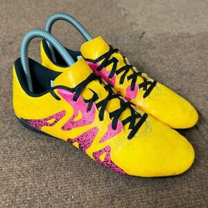 Adidas X 15.4 FxG Kids Soccer Cleats Yellow Pink Black AF5304 Size 4